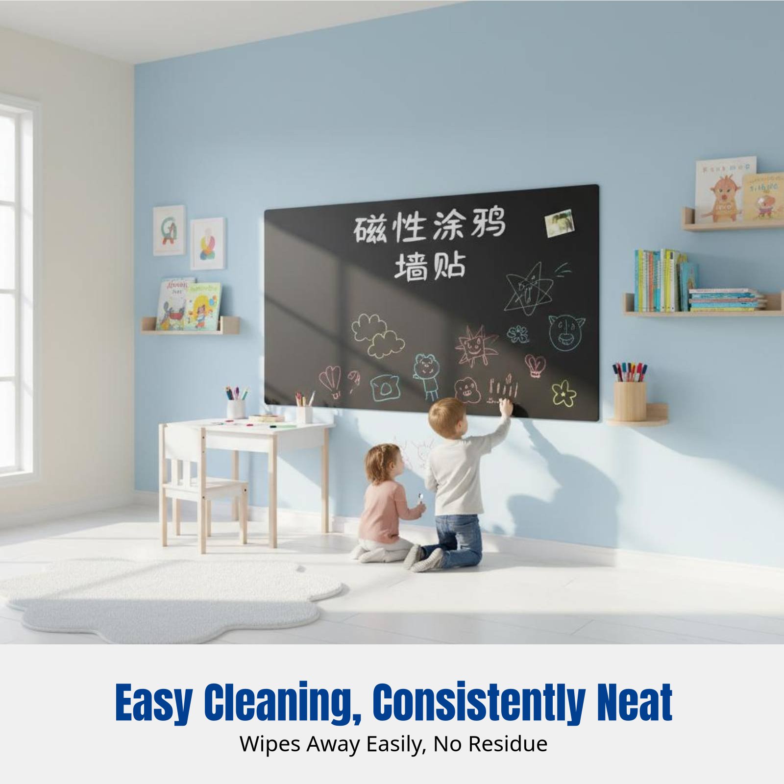 Magnetic Drawing Board - Whiteboard Wall Sticker for Kids, Removable