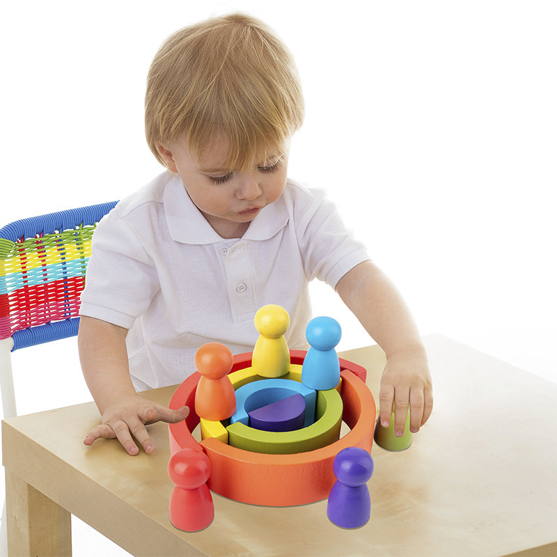 DIY children's wooden rainbow  - огляд і ціна Wooden Blocks Stacking