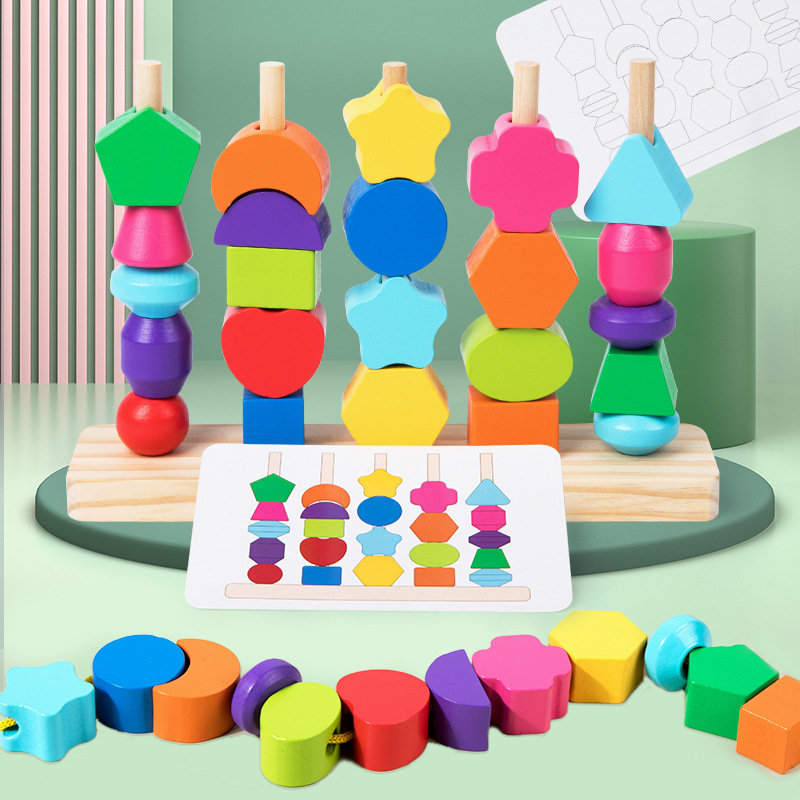 Montessori Wooden Beads Sequen - огляд і ціна Wooden Blocks Stacking