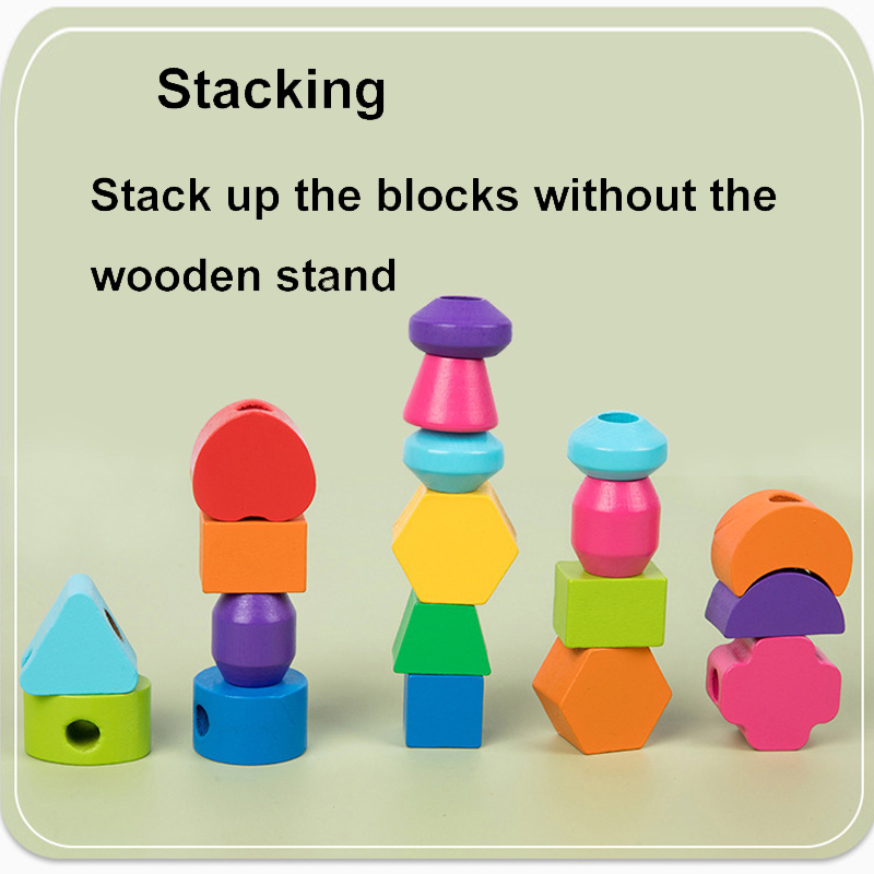 Montessori Wooden Beads Sequen - огляд і ціна Wooden Blocks Stacking