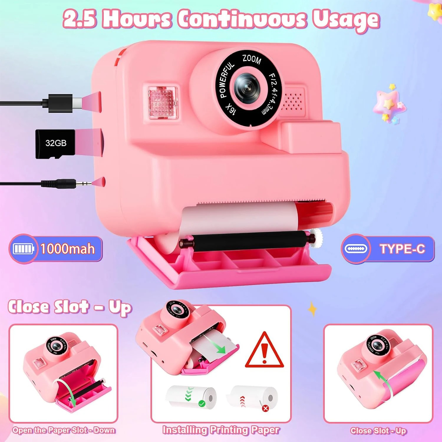 newInstant Print Camera With 3 - огляд і ціна Kids Toys Top View