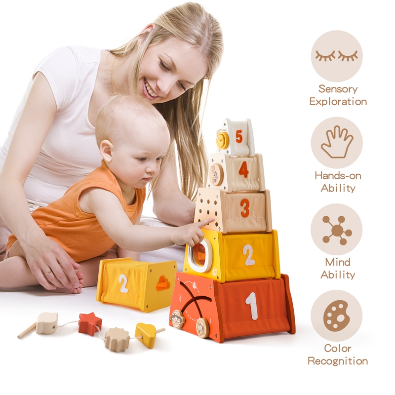 Kids Wooden Montessori Toys Th - огляд і ціна Wooden Blocks Stacking